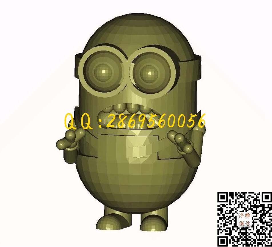 小黄人 (2)_STL立体模型圆雕图立体浮雕3d电脑雕刻打印四轴多轴雕刻精雕图浮雕图
